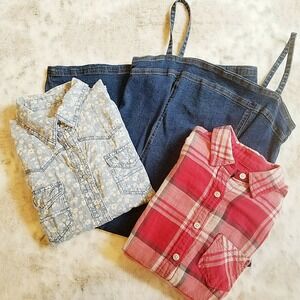 California Concepts Western Dress Size 7 Blue Denim w/ 2 Tops Bongo Blue AEO Red